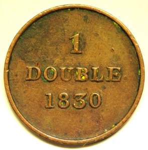 mw27980 Guernsey Copper Double 1830 KM#1 VF - Picture 1 of 2