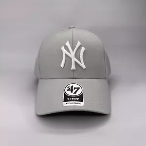47 BRAND Officially Licensed Yankees MVP Adjustable Hat Cap MLB Unisex Grey NEW - Picture 1 of 7