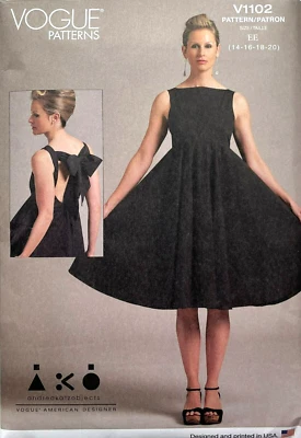 Vogue V1102   Misses Dress   Tie Back   Sizes: 14, 16, 18, 20   Out of Print - Image 1 of 2