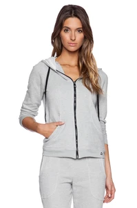 Nwt Trina Turk Freizeit Grau Sexy Netz Rücken Kapuze SPORTS Jacke Damen M - Picture 1 of 7