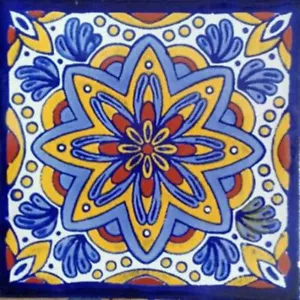 C#124) MEXIKANISCHE FLIESEN KERAMIK HANDGEFERTIGT SPANISCHER EINFLUSS TALAVERA MOSAIKKUNST - Bild 1 von 1