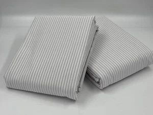 New Set/2 Pottery Barn Kids Oxford Stripe Blackout Curtain panels, 44x84, Gray - Picture 1 of 4