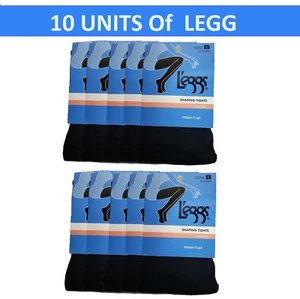 Leggs Casuals Womens Black Opaque Body Shaping Tights Size B Set of 10 - Picture 1 of 6