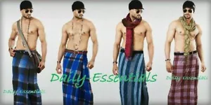Men's LARGE Sarong Lungi Dhoti cotton Fabric - 100% Cotton- 1 pcs - Picture 1 of 3