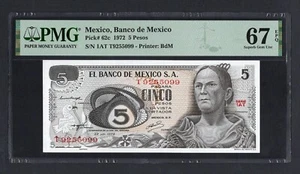 Mexico 5 Pesos 1972 P62c Uncirculated Grade 67 - Picture 1 of 2