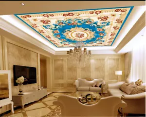 3D Blue Floral 824 Wall Paper Wall Print Decal Wall Deco AJ WALLPAPER Summer - Picture 1 of 5