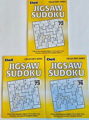 Lot of 3 JIGSAW SUDOKU Puzzles Penny Press Dell Collectors series 72 73 74 NEW