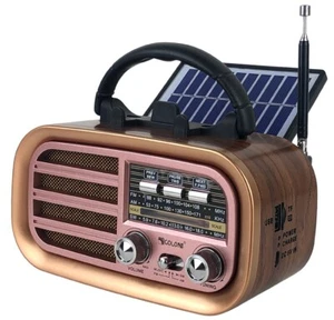 Stylowe retro radio odtwarzacz MP3 bezprzewodowy głośnik BT zasilanie słoneczne MP3 USB DC 5V - Zdjęcie 1 z 9