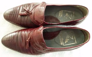 John Weitz Genuine Lizard Shoes Size 8.5 Mens Loafers Slip on Tassels - Picture 1 of 8