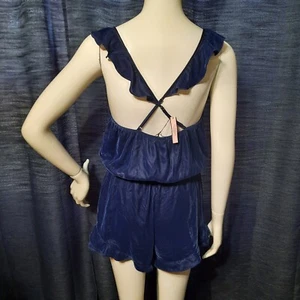 Neu! Victoria's Secret Schlaf-Strampler blau Samt verstellbare Träger Damen Small - Bild 1 von 7