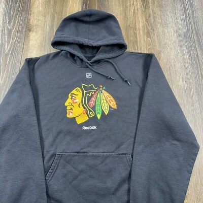Vintage Chicago Blackhawks Hoodie Mens M Black Sweatshirt NHL Ice Hockey Team J - Image 1 of 4
