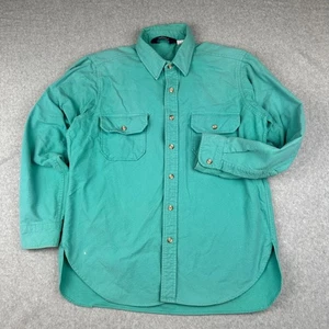 Vintage Woolrich Shirt Mens Large Green Chamois Heavyweight Made In USA Cotton - Picture 1 of 15