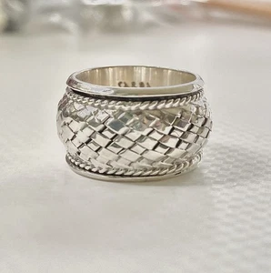 Sarda 925 Sterlingsilber Korbgeflecht Spinner Ring Größe 6,5 Handwerker von Bali - Bild 1 von 10
