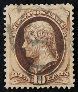 U.S. Used Stamp Scott #161 10c Jefferson. Superb. Unobtrusive Cancel. A Gem! - Picture 1 of 2