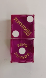 Vintage Peppermill Hotel Casino NV Purple Dice Pair #3440 - Used - Picture 1 of 3