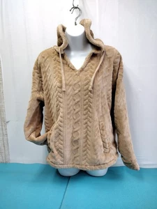 Aster Blu Damen Hoodie Plüsch Fleece weicher Pullover Pulli hellbraun braun Größe M - Bild 1 von 9