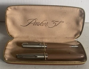 Set penna stilografica e matita vintage Parker 51 aerometrica Demi cacao anni 50 - Foto 1 di 24