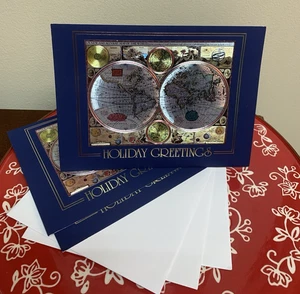 Frohe Weihnachten Kugelkarte Karten Erde Welt Burgoyne Grußkarten - 3er Set - Bild 1 von 3