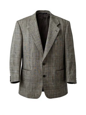 Yves Saint Laurent Blazer Mens 44 Long Gray Glen Plaid Wool Two Button Jacket - Image 1 of 4