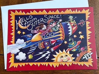 Mary Engelbreit - Hello From Outer Space! - Greeting Card w/ Envelope, 1997 - Image 1 of 3