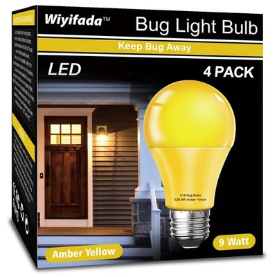 LED Bug Light Bulbs Outdoor 4 Pack,9W Amber Yellow Bug Light Bulbs Replace up... - Image 1 of 4
