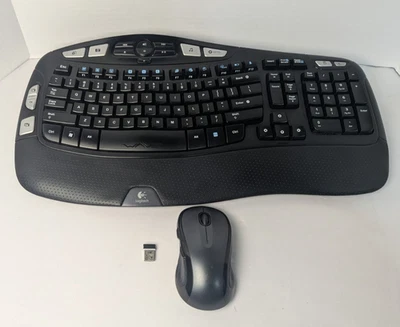 Logitech K350 Wireless Ergonomic Keyboard + Mouse M510 w/ USB Dongle Used - Image 1 of 4