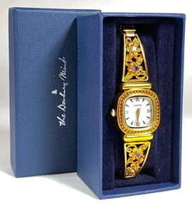 DANBURY NEUWERTIG Damen Quarz UHR goldfarben Blumen Stretchband in orig Box - Bild 1 von 16
