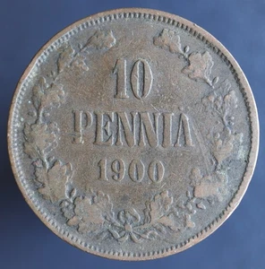 10 Pennia 1900 Finland / Russia KM #14 original coin - #A05 - Picture 1 of 3
