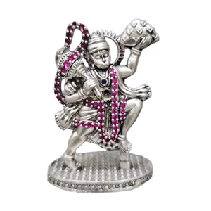 Lord Hanuman Idol In Pure 925 Silver / Bajrangbali Statue Murti In Silver - Picture 1 of 2