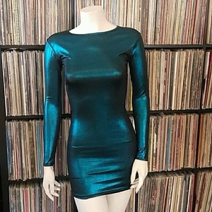 Vestido o blusa american apparel para mujer pequeña metálica, verde azulado - Imagen 1 de 3
