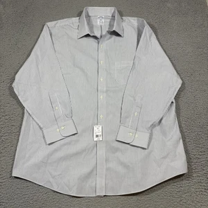 Neu mit Etikett Brooks Brothers Herren 17,5-32/33 blau weiß gestreift Knopfleiste normal 118 $ - Bild 1 von 8