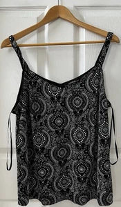 Vintage Alex Evenings Top Women’s Plus Size 2X Black Glitter Cami Tank USA Made - Picture 1 of 14