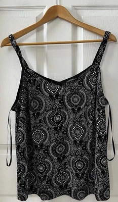 Vintage Alex Evenings Top Women’s Plus Size 2X Black Glitter Cami Tank USA Made - Image 1 of 4