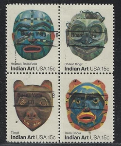 Precancels - CO - Buena Vista - 8137a-843 - 15¢ Indian Masks Block - nice denom - Picture 1 of 2