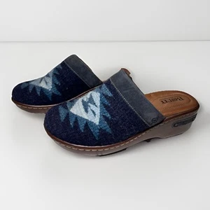 Born Bandy Southwest Blue Blanket Clog Women Size 7 Slip On Shoe Boho Western - Picture 1 of 11