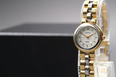 Vintage 1989 N MINT Seiko Creo 1F21-0A9A Two-Tone Quartz Womens Watch JAPAN - Image 1 of 4
