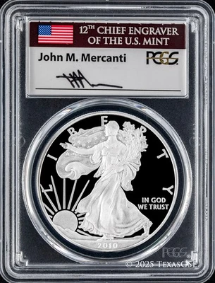 2010-W $1 American Silver Eagle PCGS PR70DCAM - John M. Mercanti Signature - Image 1 of 2