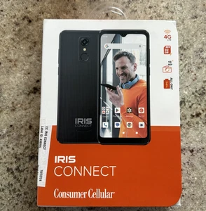 Consumer Cellular Iris Connect 32GB Black Prepaid Smartphone 13MP Brand New - Picture 1 of 3