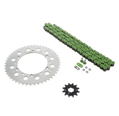 Kawasaki 95-06 KDX200, 97-05 KDX220 Green O Ring Chain Sprocket Slver 12/48 110L - Image 1 of 4