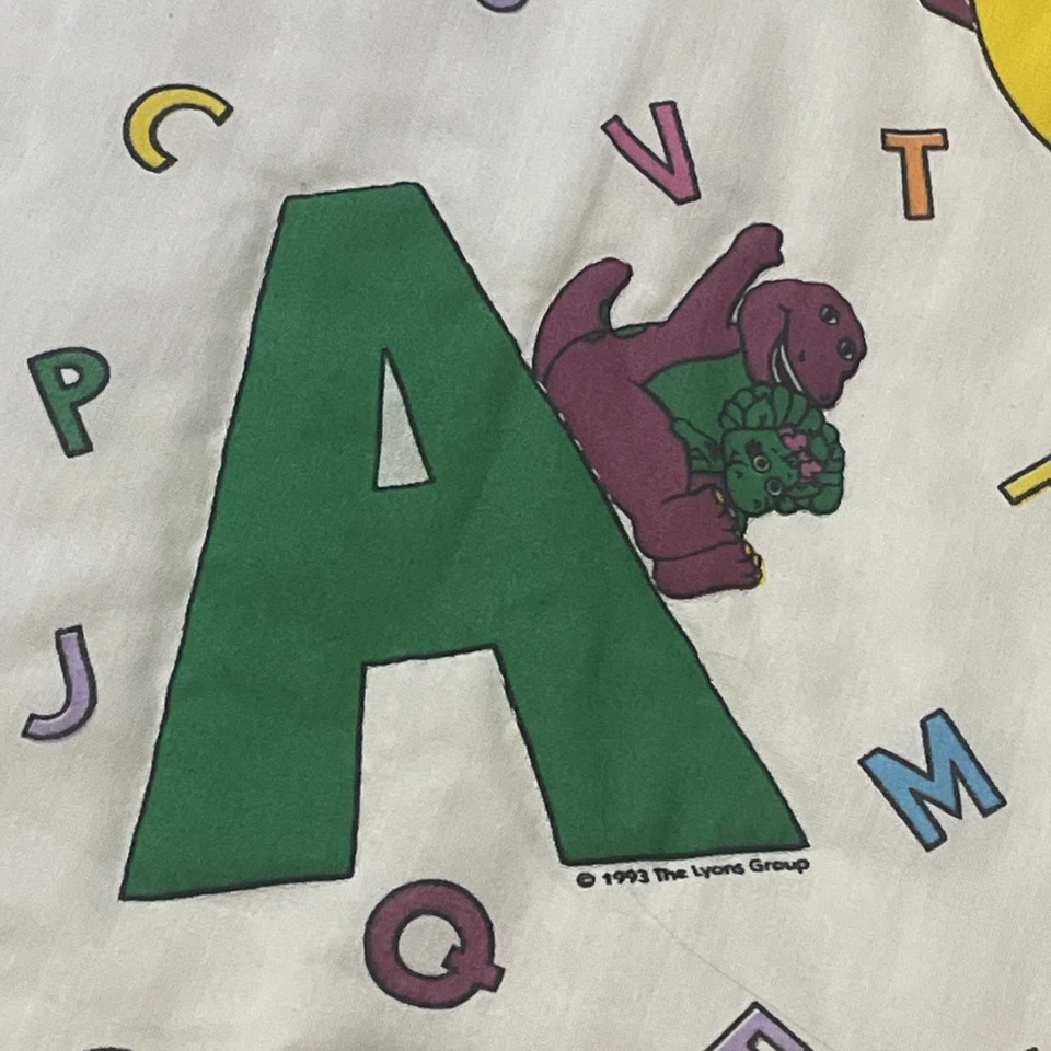 Vintage Barney ABC Blanket the Lyons Group 1993 USA  Bed Crib Quilt  60”x40 - Image 1 of 4