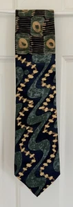 Vintage Bolgheri Seidenkrawatte abstrakt geometrisch blau grün Made in Italy - Bild 1 von 4