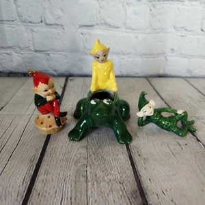 Vintage Pixie Elfe Figuren Japan MCM grün 50er Keramik Lot 3 - Bild 1 von 11