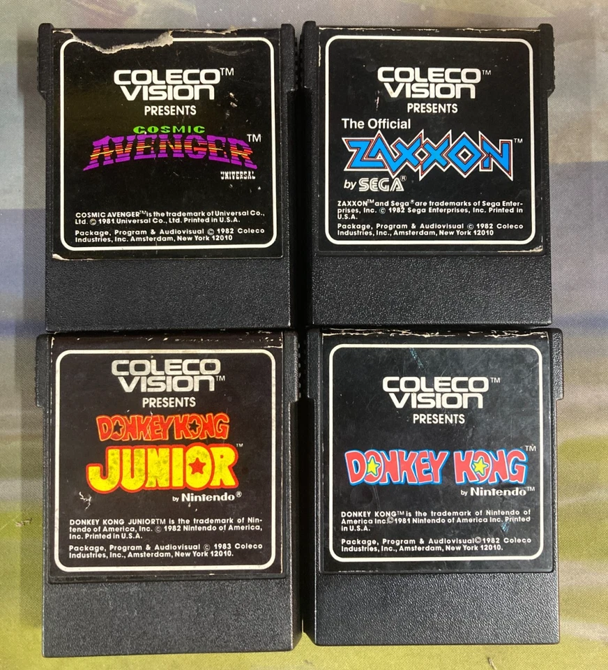 Lote 4 Juegos Colecovision Donkey Kong Junior Cosmic Avenger Zaxxon Foto 1 de 3