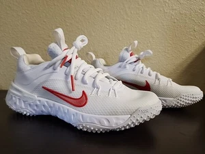 Nike Huarache 9 Elite TF LAX Lacrosse Turf Shoes Mens 6 White Red FV6141-100 - Picture 1 of 13