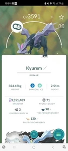 Pokemon Go Shiny Legendary Kyurem ( High CP ) - Bild 1 von 2