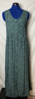 Erika зеленый Ditsy цветочный макси платье Sz средний крестьянин Cottagecore праздник - Изображение 1 из 4