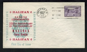Canada #283, 1949 4¢ Halifax, M. Sanders cachet FDC, small tear at middle left - Picture 1 of 1