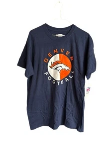 NFL Team Apparel Denver Broncos Football Men’s Shirt Cotton Blue NWT Large - Picture 1 of 4