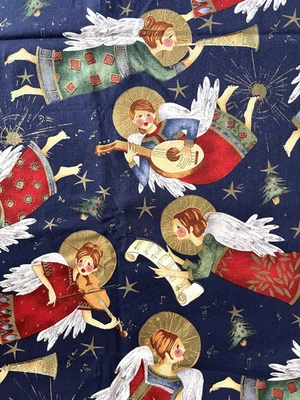 Nicole de Leon Alexander Henry 1997 tela navideña heraldo ángeles cantan 1 yarda 19" Foto 1 de 3