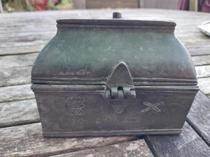 HOLY OILS ANTIQUE 18th Century TIN BOX DATE 1713 PRIOR OF ST ANDRE AUTHENTIC - Picture 1 of 11